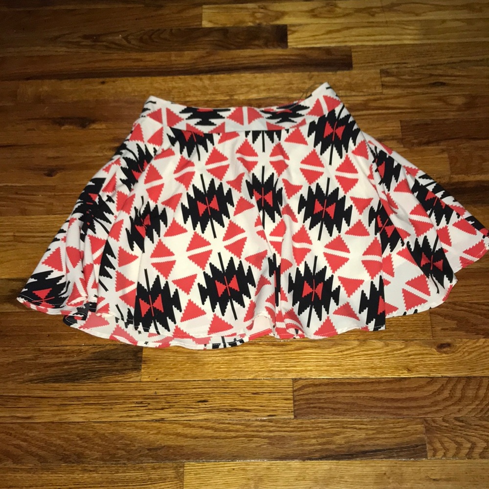 Red White and Black Polyester Dress Skirt